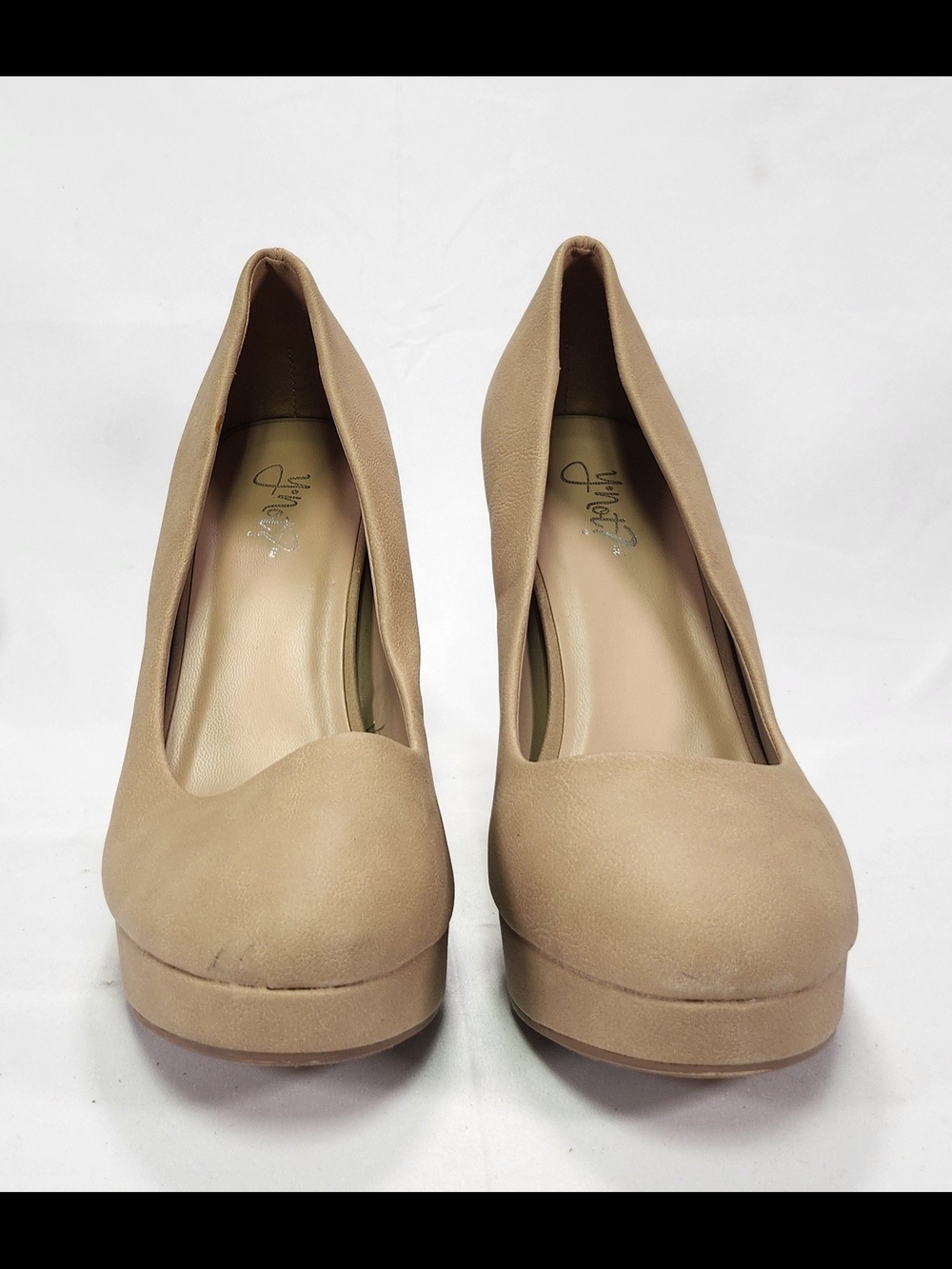 Women's Taupe Platform Pumps - Elegant Slip-On Heels